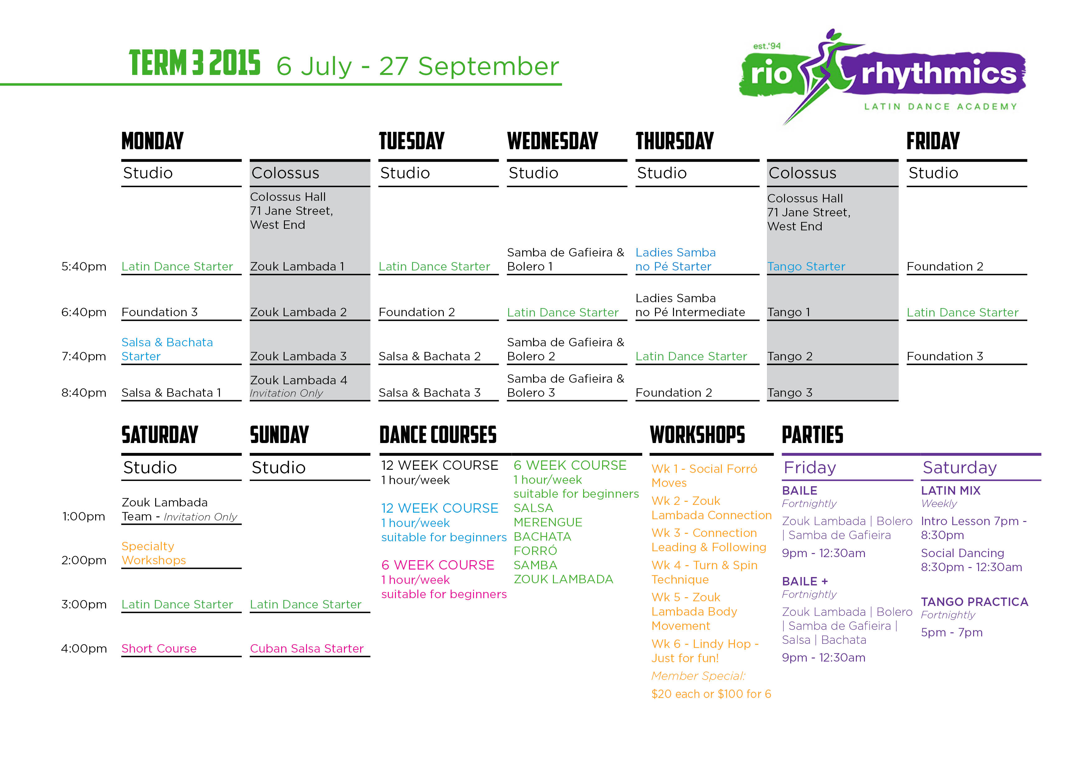 Term 3 Timetable available NOW