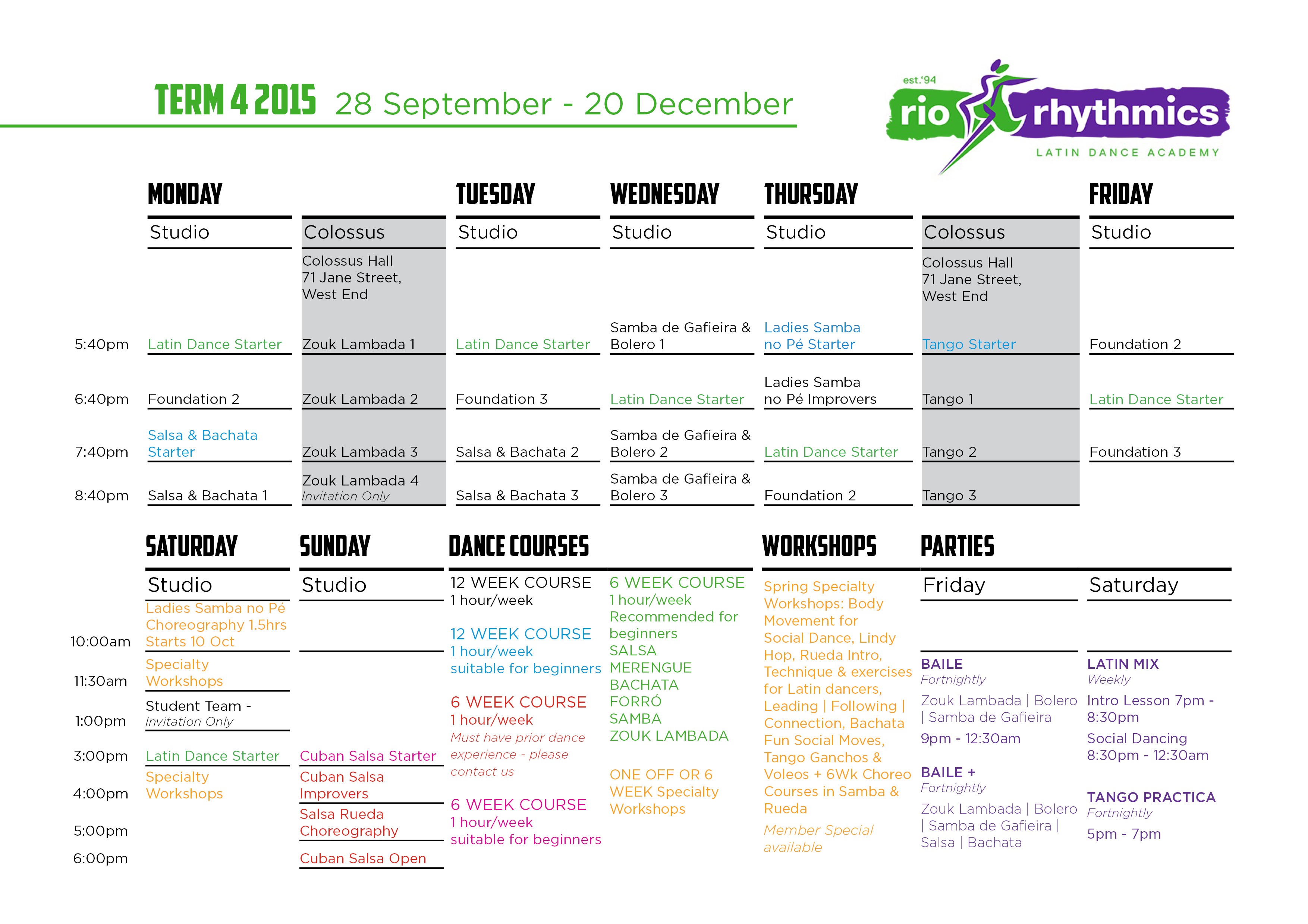 Term 4 Timetable OUT NOW