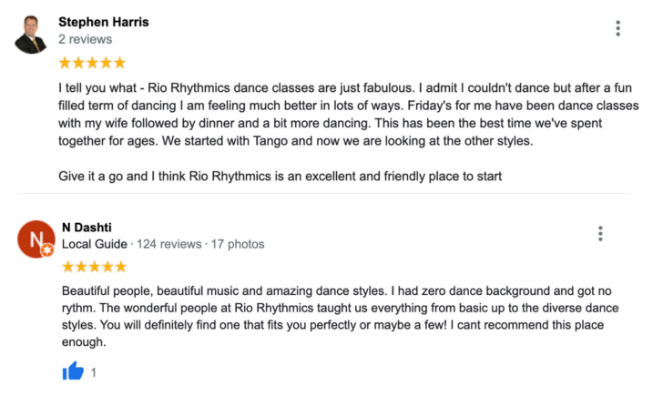Rio Rhythmics Latin Dance Brisbane Testimonial and Review